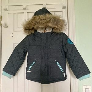 Cat & Jack Fleece Lined Winter Coat with Faux Fur Hood-Sizes 3T